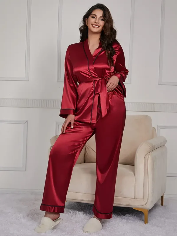 Ensemble de pyjama élégant pour femme du Nouvel An chinois Ensemble de pyjama élégant pour femme du Nouvel An chinois, haut et pantalon à ceinture à reliure contrastée grande taille, ensemble de détente 2 pièces septembre 23, 2024 Kotazando