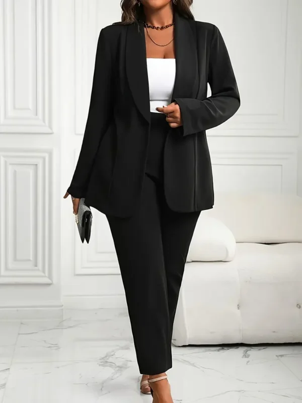 Ensemble blazer élégant de couleur unie grande taille Ensemble blazer élégant de couleur unie grande taille, blazer à manches longues et pantalon à jambe droite pour le bureau et le travail, vêtements grande taille pour femmes septembre 27, 2024 Kotazando