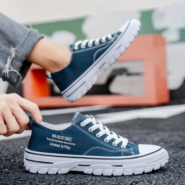 Sneakers unisexes légères en toile, Chaussures de sport décontractées basses avec semelle en caoutchouc pour la course à pied, la randonnée, la vie quotidienne et la mode urbaine, Baskets respirantes à lacets pour toutes les saisons – Image 4