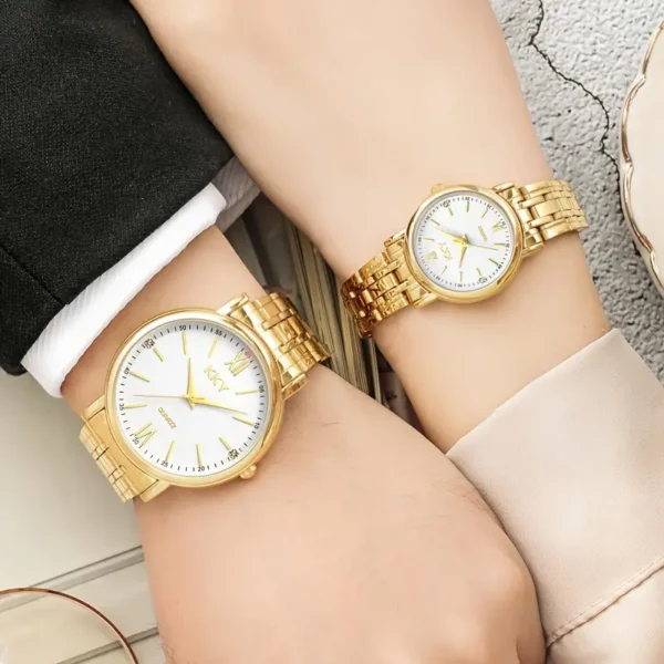 Ensemble de montres de luxe pour couple 2 pièces Ensemble de montres de luxe pour couple 2 pièces, Mouvement à quartz, élégant ton doré avec accents en strass, bracelet en acier inoxydable, Cadeau idéal pour un anniversaire ou la Saint-Valentin 1 septembre 2024 Kotazando