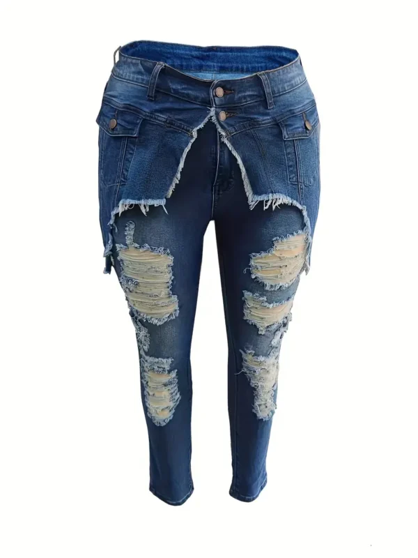 Femme Grande Taille Patchwork Taille Haute Jeans Skinny Déchirés Femme Grande Taille Patchwork Taille Haute Jeans Skinny Déchirés, Denim Extensible, Délavé Léger Déchiré Longueur Cheville Pantalon, Style Décontracté 13 septembre 2024 Kotazando