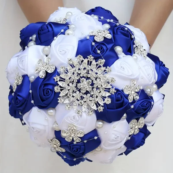 Bouquet de satin de mariée avec fausses perles et strass, accessoire de main romantique pour mariage 14 septembre 2024 Kotazando