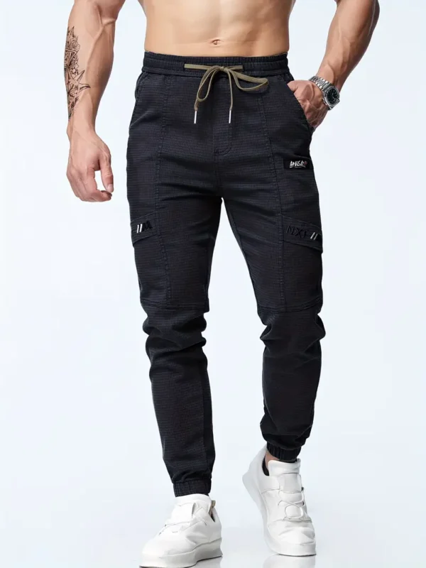 Pantalon De Jogging Décontracté Avec Cordon De Serrage À La Taille Pour Hommes, Pantalon De Sport Effilé Extensible Chic – Image 18