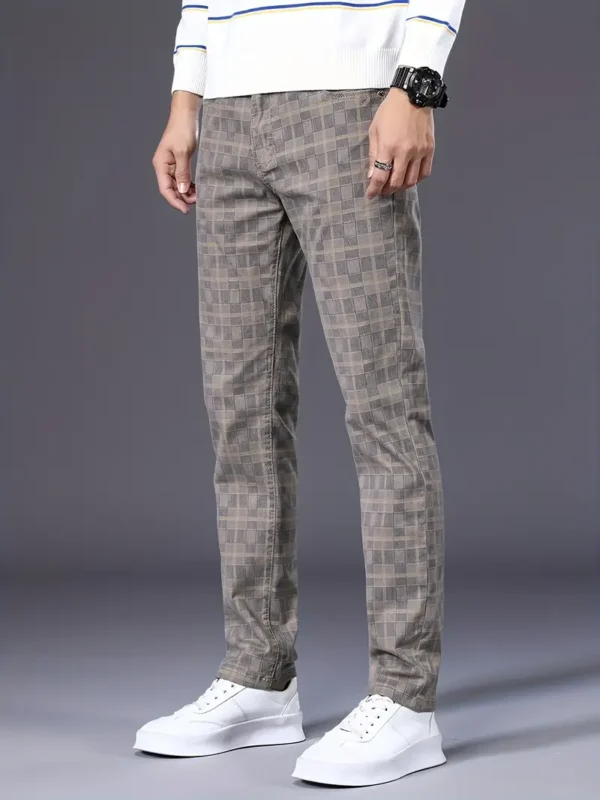Pantalon cargo graphique à carreaux et blocs de couleurs pour hommes avec poches, pantalon décontracté en coton pour activités de plein air – Image 7