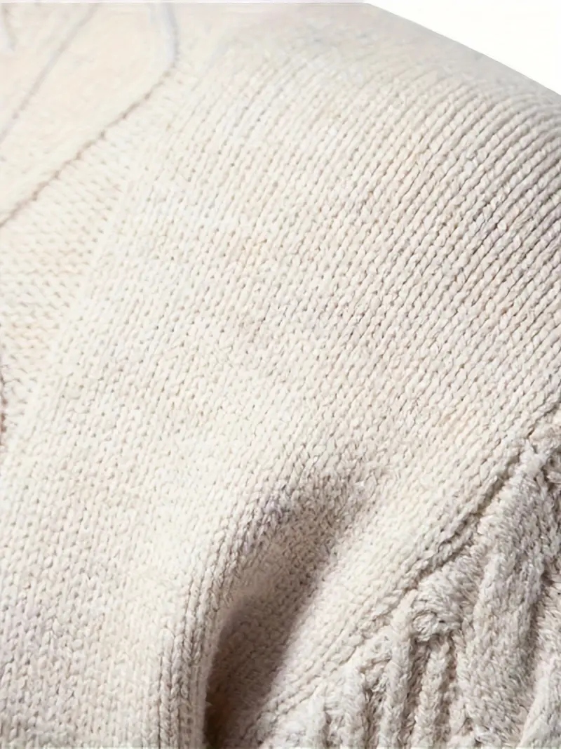 Pull Tricoté Solide Élégant Pour Hommes, Haut Décontracté À Manches Longues Et Respirant À Col Rond Pour Les Activités De Plein Air Et La Promenade En Ville 8 Pull Tricoté Solide Élégant Pour Hommes, Haut Décontracté À Manches Longues Et Respirant À Col Rond Pour Les Activités De Plein Air Et La Promenade En Ville – Image 7