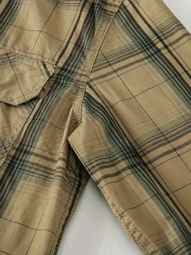 Chemise Décontractée À Carreaux Boutonnée À Manches Longues Pour Hommes, Chemise Cargo Multi-poches En Coton, Vêtements Pour Hommes Pour Le Printemps Été Automne, Hauts Pour Hommes 8 Chemise Décontractée À Carreaux Boutonnée À Manches Longues Pour Hommes, Chemise Cargo Multi-poches En Coton, Vêtements Pour Hommes Pour Le Printemps Été Automne, Hauts Pour Hommes – Image 7