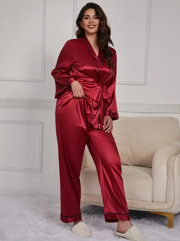 Ensemble de pyjama élégant pour femme du Nouvel An chinois Ensemble de pyjama élégant pour femme du Nouvel An chinois, haut et pantalon à ceinture à reliure contrastée grande taille, ensemble de détente 2 pièces septembre 23, 2024 Kotazando