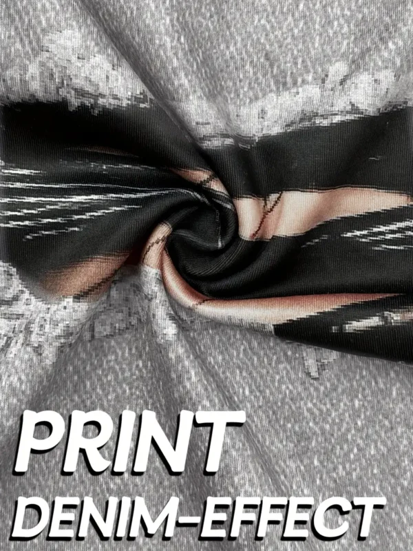 Leggings déchirés en faux denim grande taille, leggings taille haute décontractés pour un usage quotidien, vêtements grande taille pour femmes – Image 3