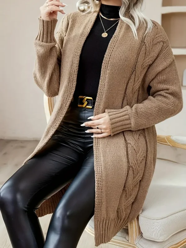 Cardigan en tricot torsadé grande taille Cardigan en tricot torsadé grande taille, haut élégant à manches longues ouvert sur le devant pour l'automne et l'hiver, vêtements grande taille pour femmes 30 septembre 2024 Kotazando