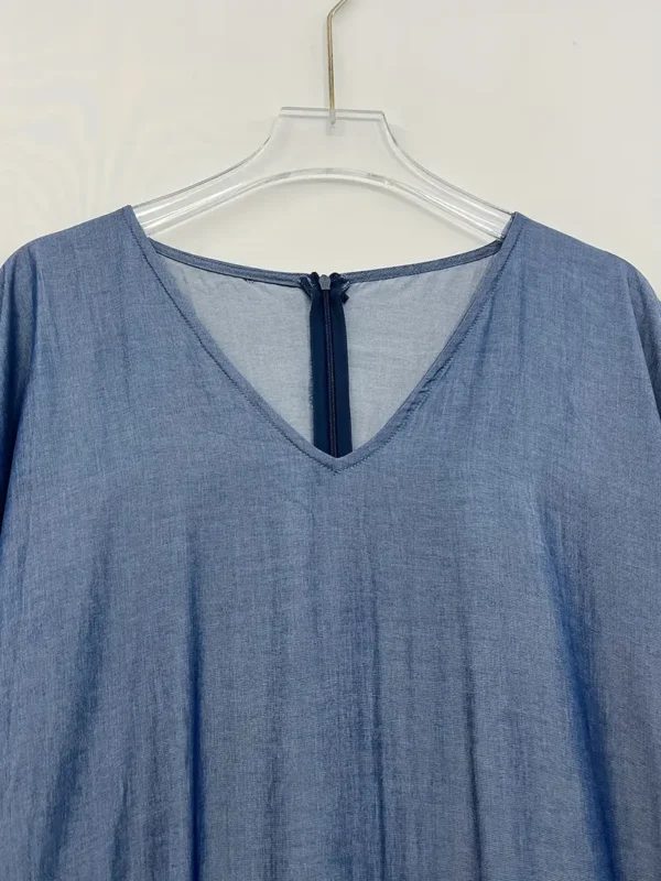 Combinaison zippée unie grande taille, combinaison décontractée à manches chauve-souris et col en V, vêtements grande taille pour femmes – Image 6