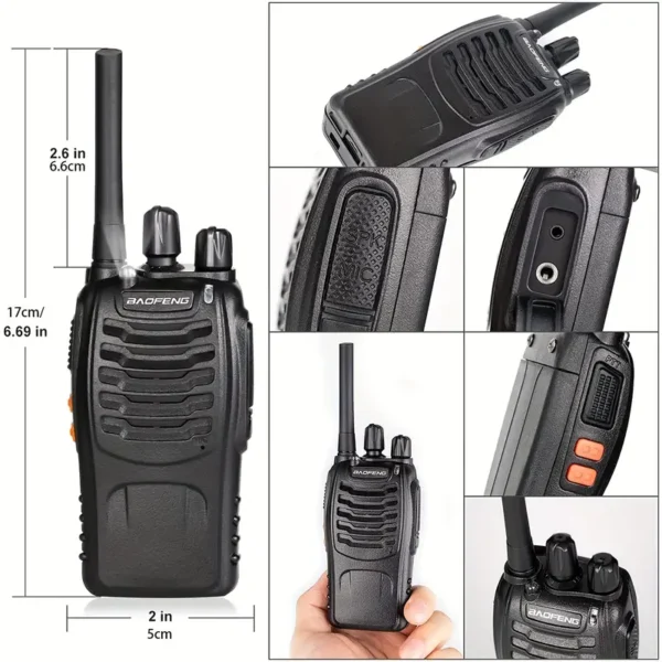 2pcs Radio Portable Bidirectionnelle Bon Marché 88E, Avec Indicateurs LED et Antenne Intégrée, Chargeur USB, Idéale pour la Randonnée, le Vélo et le Camping – Image 6