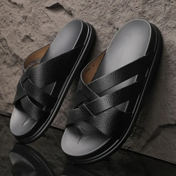 Mules en Microfibre Ultra Douce pour Hommes, Chaussures de Plage Décontractées à Bout Ouvert avec Semelle Antidérapante Confortable, Parfaites pour une Utilisation Intérieure/Extérieure – Image 6