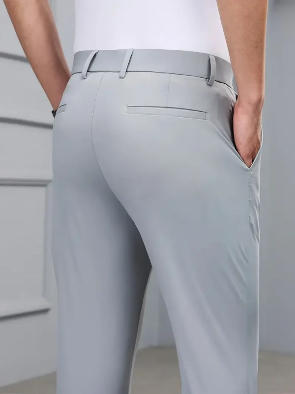 Pantalon Habillé Uni Pour Hommes Avec Poches, Pantalon Slim Décontracté Très Extensible Pour L'extérieur – Image 6