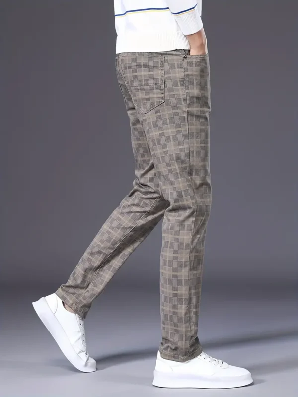Pantalon cargo graphique à carreaux et blocs de couleurs pour hommes avec poches, pantalon décontracté en coton pour activités de plein air – Image 8