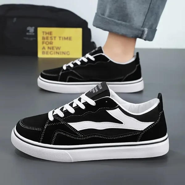 Baskets en Toile Basses Classiques pour Hommes - Confortables, Antidérapantes et Respirantes, Chaussures de Skate à Lacets pour Toutes les Saisons – Image 6