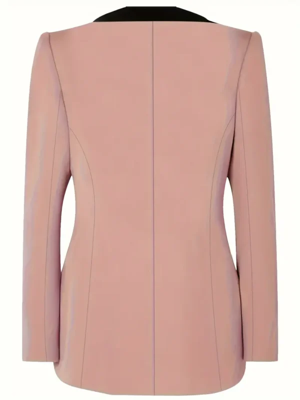 Blazer ouvert sur le devant à blocs de couleurs grande taille, blazer élégant à manches longues à revers, vêtements grande taille pour femmes – Image 3