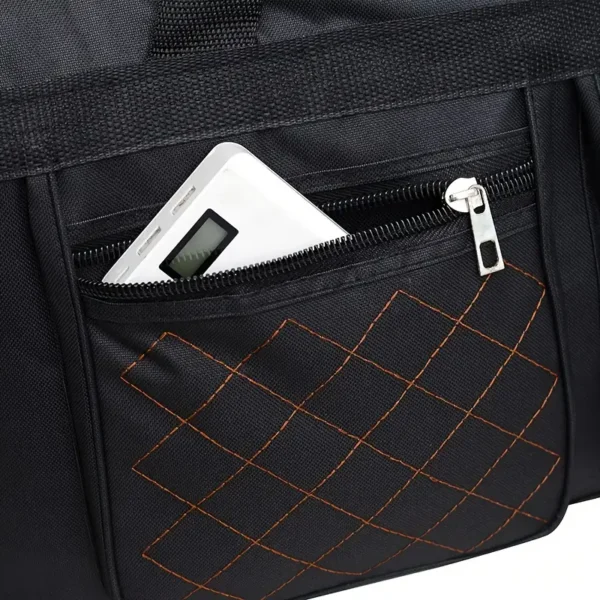 Grand sac de sport de grande capacité, sac de voyage en tissu Oxford durable avec impression de positionnement, style européen et américain, produit à Baigou, lavable à la main, Bagage à main et à bandoulière unisexe pour les courts voyages d'affaires et le travail – Image 7