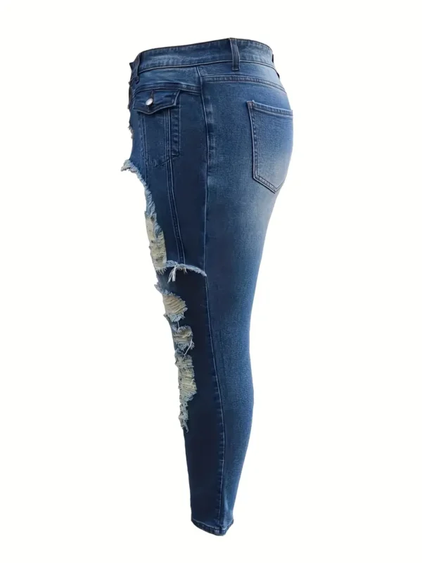 Femme Grande Taille Patchwork Taille Haute Jeans Skinny Déchirés Femme Grande Taille Patchwork Taille Haute Jeans Skinny Déchirés, Denim Extensible, Délavé Léger Déchiré Longueur Cheville Pantalon, Style Décontracté 13 septembre 2024 Kotazando