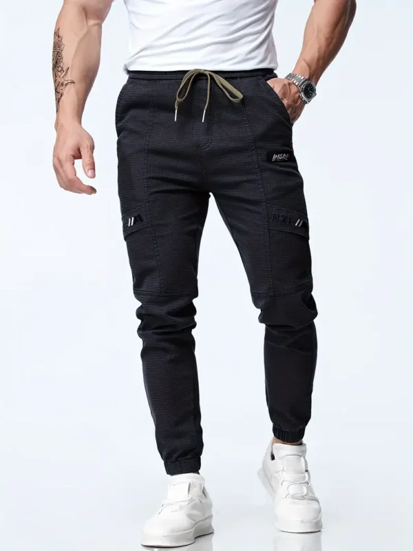 Pantalon De Jogging Décontracté Avec Cordon De Serrage À La Taille Pour Hommes, Pantalon De Sport Effilé Extensible Chic – Image 16