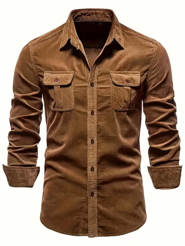 Chemise d'affaires en velours côtelé pour hommes – Image 7
