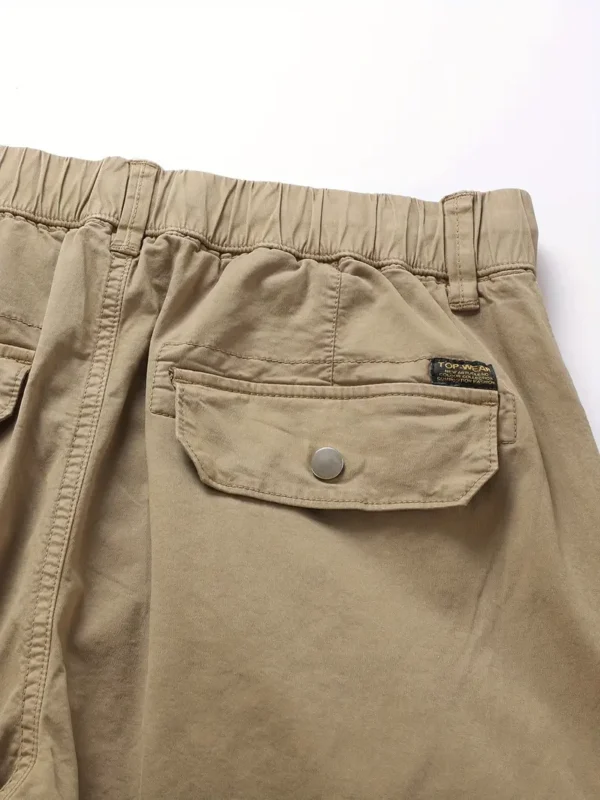 Pantalons cargo pour hommes avec plusieurs poches, pantalons en coton décontractés à cordon pour les activités extérieures de printemps et d'automne – Image 7