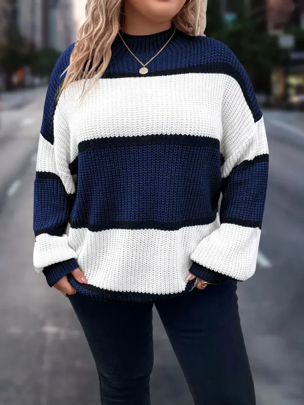 Pull ras du cou à rayures grande taille Pull ras du cou à rayures grande taille, pull tricoté décontracté à manches longues pour l'automne et l'hiver, vêtements grande taille pour femmes 28 septembre 2024 Kotazando