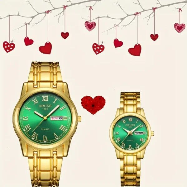 Montre à quartz pour couple Montre à quartz pour couple, 2 pièces, lumineuse, étanche, tendance, cadran avec date, bracelet en acier, cadeaux de Saint-Valentin pour femmes et hommes 1 septembre 2024 Kotazando