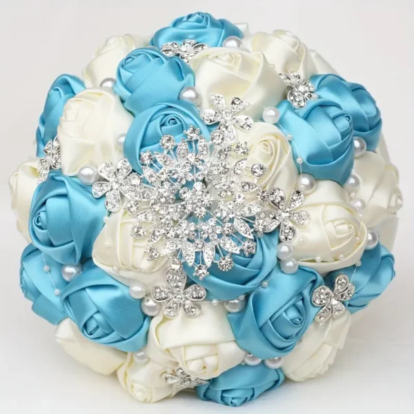 Bouquet de satin de mariée avec fausses perles et strass, accessoire de main romantique pour mariage 14 septembre 2024 Kotazando