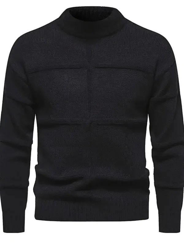 Pullover tricoté uni pour homme, pull décontracté à manches longues et col rond pour l'automne et l'hiver – Image 8