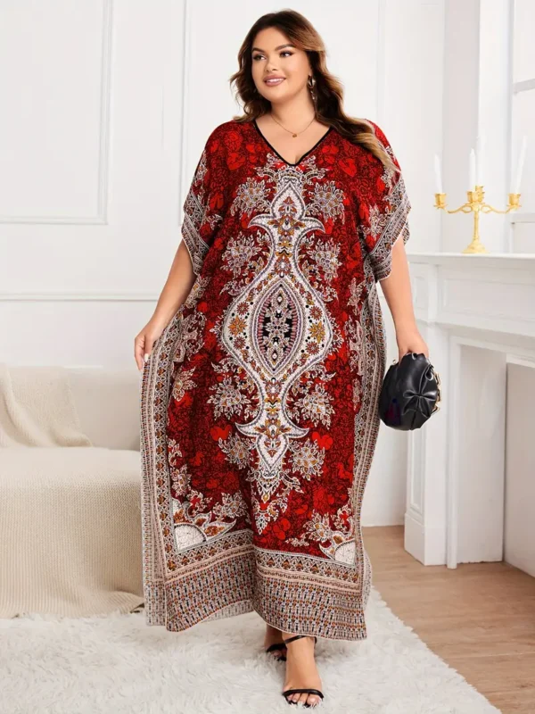 Robe ample à imprimé floral grande taille Robe ample à imprimé floral grande taille, robe élégante à manches chauve-souris et col en V, vêtements grande taille pour femmes 8 septembre 2024 Kotazando