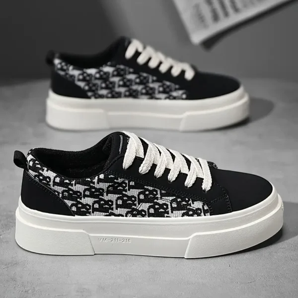 Sneakers tendance en toile pour homme, Chaussures décontractées respirantes et légères à lacets, Semelle en PVC, bout rond, semelle intérieure en tissu, Polyvalentes pour toutes les saisons, en extérieur et au quotidien – Image 8