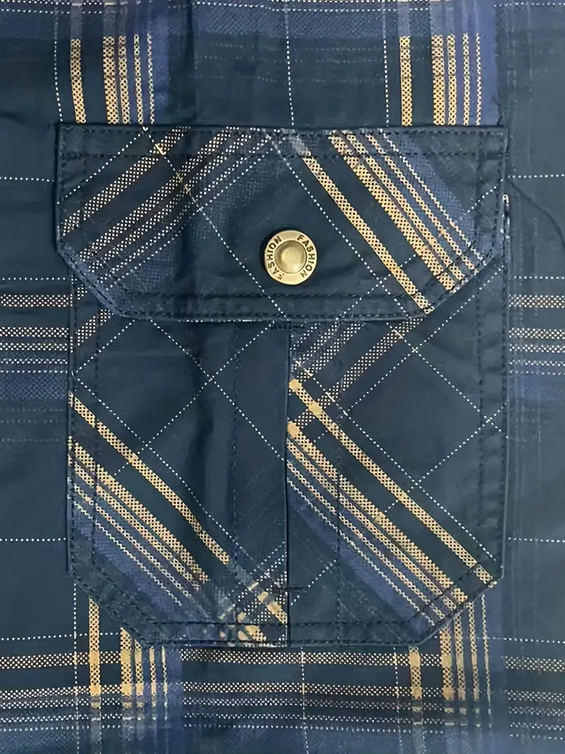 Chemise Décontractée À Carreaux Boutonnée À Manches Longues Pour Hommes, Chemise Cargo Multi-poches En Coton, Vêtements Pour Hommes Pour Le Printemps Été Automne, Hauts Pour Hommes 11 Chemise Décontractée À Carreaux Boutonnée À Manches Longues Pour Hommes, Chemise Cargo Multi-poches En Coton, Vêtements Pour Hommes Pour Le Printemps Été Automne, Hauts Pour Hommes – Image 10