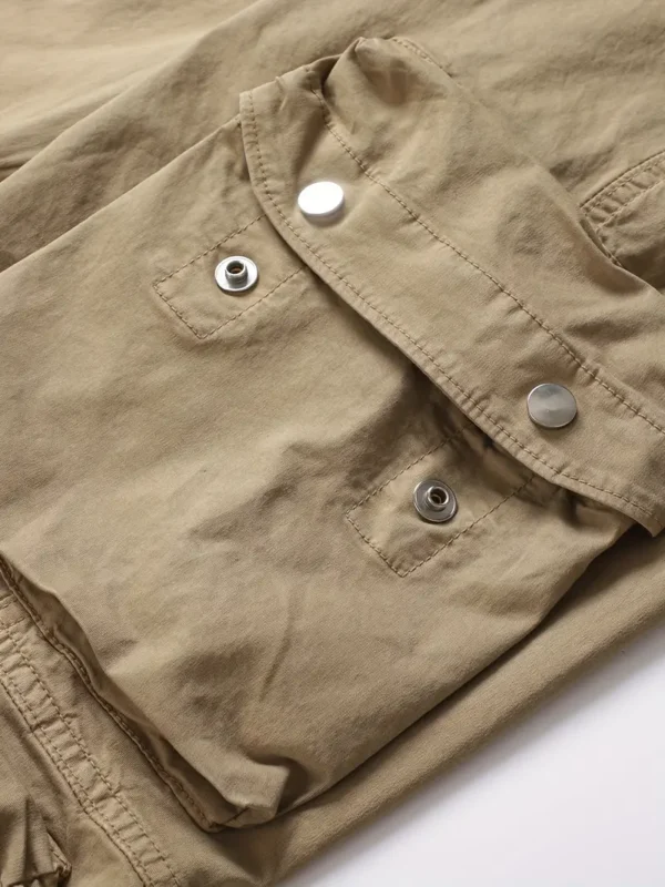 Pantalons cargo pour hommes avec plusieurs poches, pantalons en coton décontractés à cordon pour les activités extérieures de printemps et d'automne – Image 9