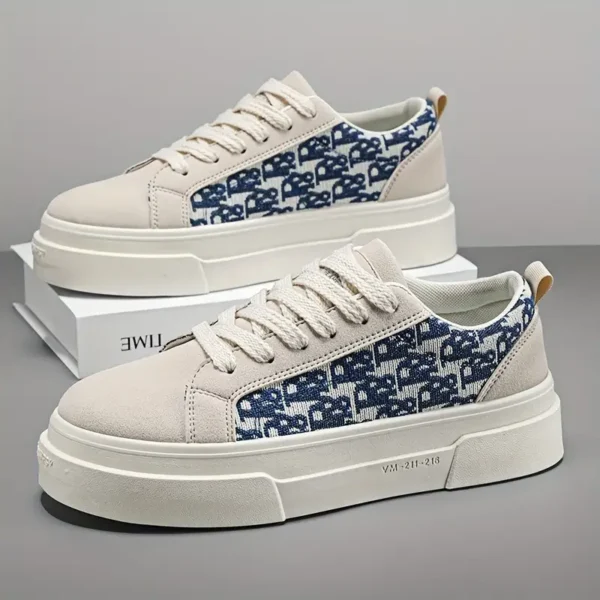 Sneakers tendance en toile pour homme, Chaussures décontractées respirantes et légères à lacets, Semelle en PVC, bout rond, semelle intérieure en tissu, Polyvalentes pour toutes les saisons, en extérieur et au quotidien – Image 9