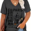 T-shirt imprimé PARIS grande taille T-shirt imprimé PARIS grande taille, haut décontracté à manches courtes et col en V pour le printemps et l'été, vêtements grande taille pour femmes 27 septembre 2024 Kotazando