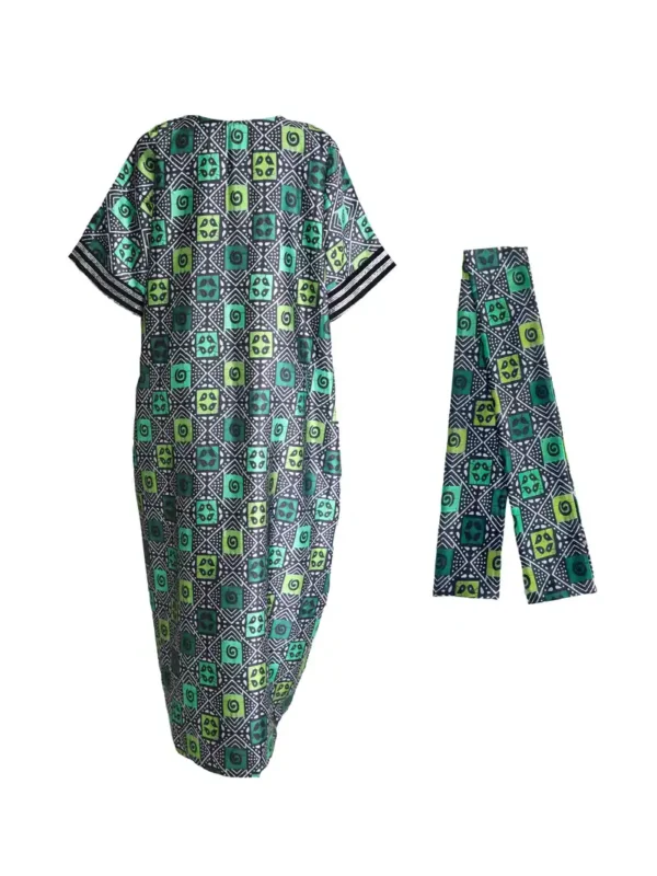 Robe Kaftan à manches chauve-souris Geo Print, robe élégante de longueur maxi, vêtements pour femmes – Image 11