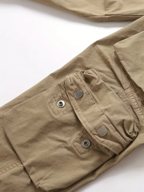 Pantalons cargo pour hommes avec plusieurs poches, pantalons en coton décontractés à cordon pour les activités extérieures de printemps et d'automne – Image 10