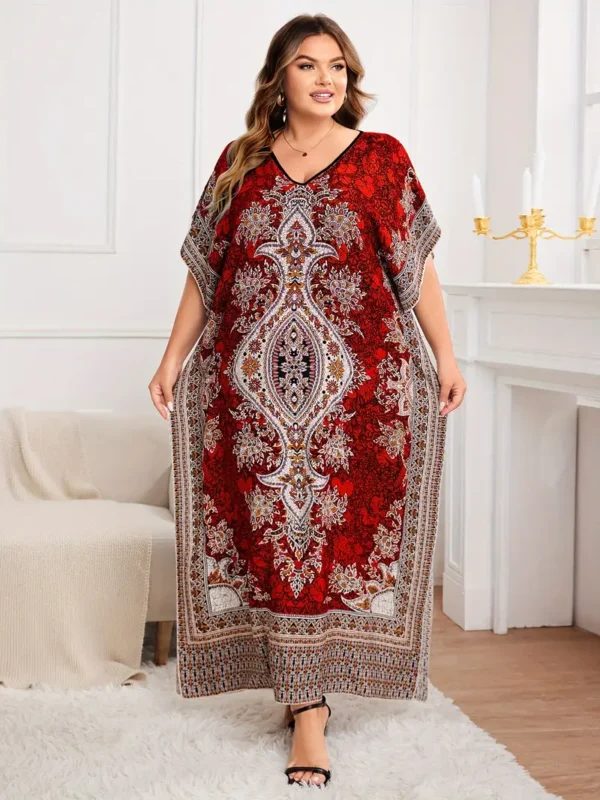 Robe ample à imprimé floral grande taille Robe ample à imprimé floral grande taille, robe élégante à manches chauve-souris et col en V, vêtements grande taille pour femmes 8 septembre 2024 Kotazando