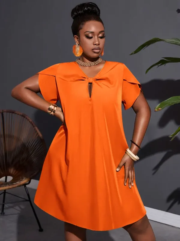 Robe courte à manches courtes et froncée sur le devant, élégante pour le printemps et l'été, vêtements grande taille pour femmes – Image 10