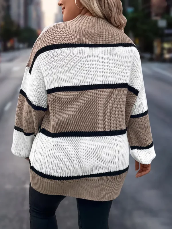 Pull ras du cou à rayures grande taille Pull ras du cou à rayures grande taille, pull tricoté décontracté à manches longues pour l'automne et l'hiver, vêtements grande taille pour femmes septembre 28, 2024 Kotazando