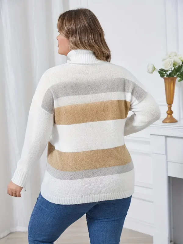 Pull col roulé à rayures grande taille Pull col roulé à rayures grande taille, pull décontracté à manches longues en tricot ample pour l'automne et l'hiver, vêtements grande taille pour femmes 28 septembre 2024 Kotazando