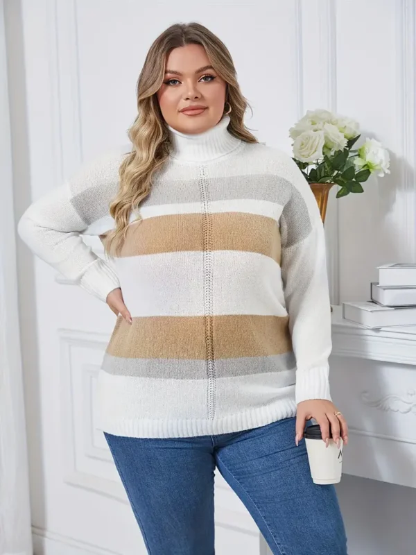 Pull col roulé à rayures grande taille Pull col roulé à rayures grande taille, pull décontracté à manches longues en tricot ample pour l'automne et l'hiver, vêtements grande taille pour femmes 28 septembre 2024 Kotazando