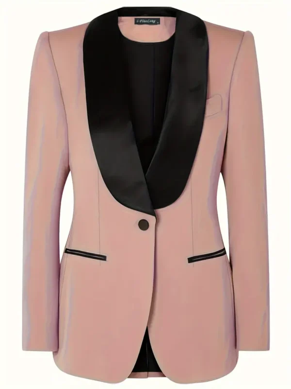 Blazer ouvert sur le devant à blocs de couleurs grande taille, blazer élégant à manches longues à revers, vêtements grande taille pour femmes