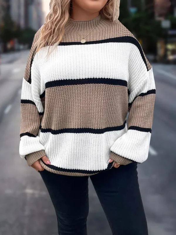 Pull ras du cou à rayures grande taille Pull ras du cou à rayures grande taille, pull tricoté décontracté à manches longues pour l'automne et l'hiver, vêtements grande taille pour femmes septembre 28, 2024 Kotazando