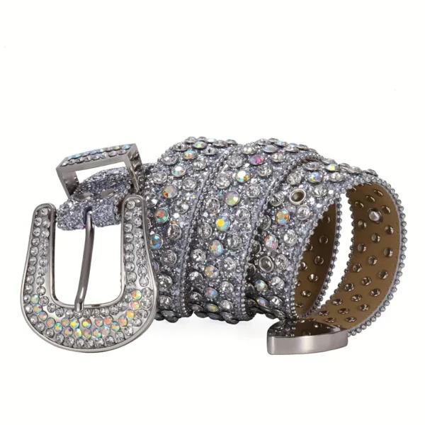 Ceinture Y2K tendance à strass scintillants de grande taille, Ceinture classique en cuir PU BB, Ceintures Hip Hop Jeans Pantalons, Ceintures pour femmes – Image 7