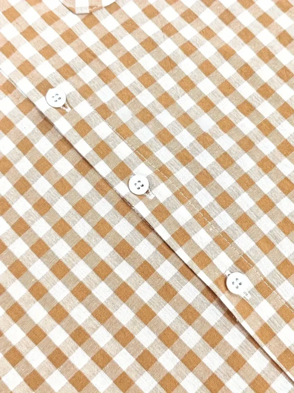 Chemise à manches courtes à carreaux tendance pour adolescents avec poche, hauts en coton décontractés et confortables pour l'été – Image 4