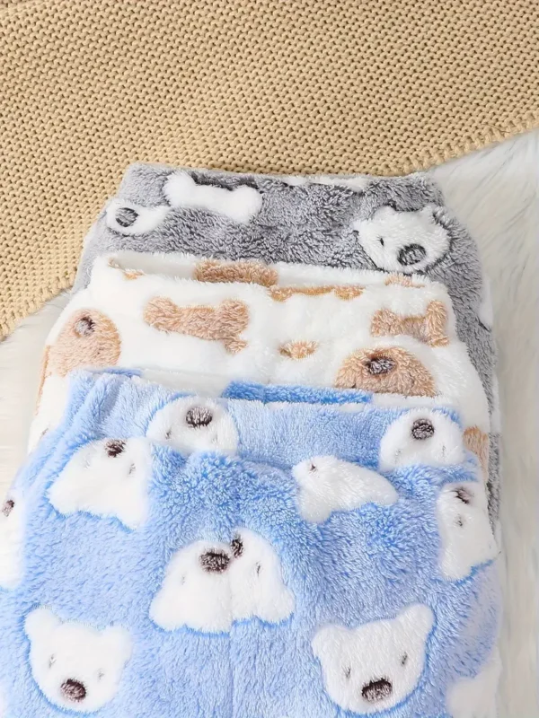 Lot de 3 pantalons pour bébé garçon en peluche avec imprimé chat, tissu extensible en polyester doux, coupe standard - Image 3