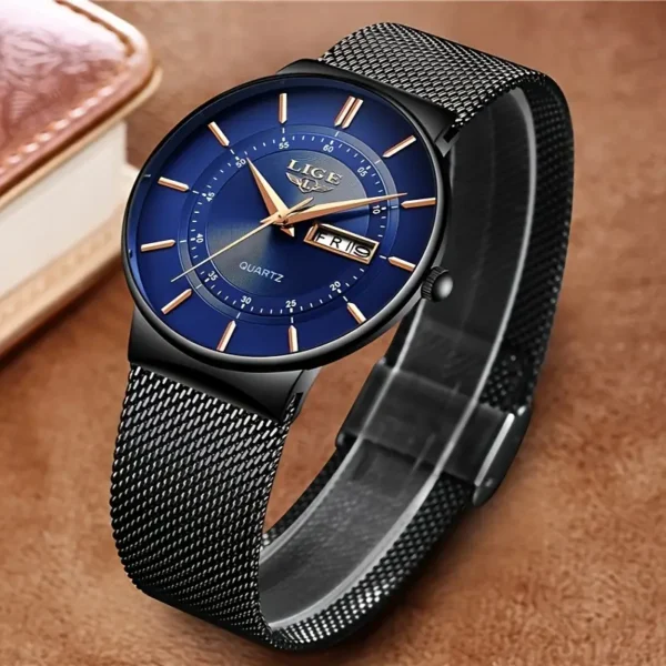 Montre à quartz ultra fine pour homme LIGE Montre à quartz ultra fine pour homme LIGE, bracelet en maille d'acier 4 octobre 2024 Kotazando