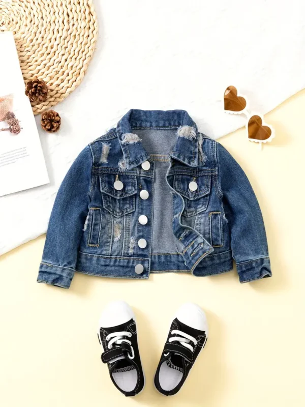 Veste en jean déchiré pour bébé, manteau d'extérieur de style urbain, vêtements pour bébé garçon