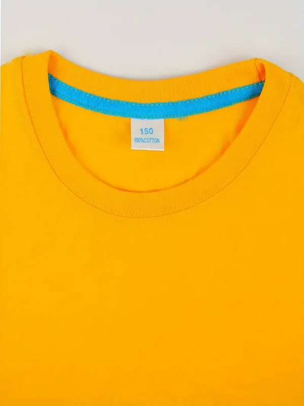 Lot de 7 t-shirts 100 % coton pour enfants - T-shirts unisexes à col ras du cou de couleur unie, hauts décontractés à manches courtes pour garçons et filles – Image 2